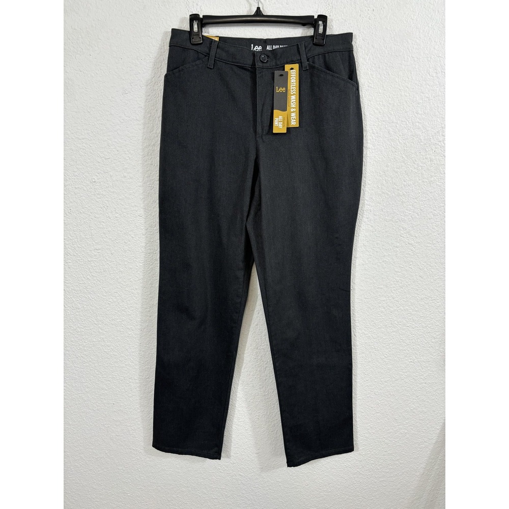 Lee Pants Womens 12 Long Grey All Day Pant Straight Leg Relaxed Fit 4631202